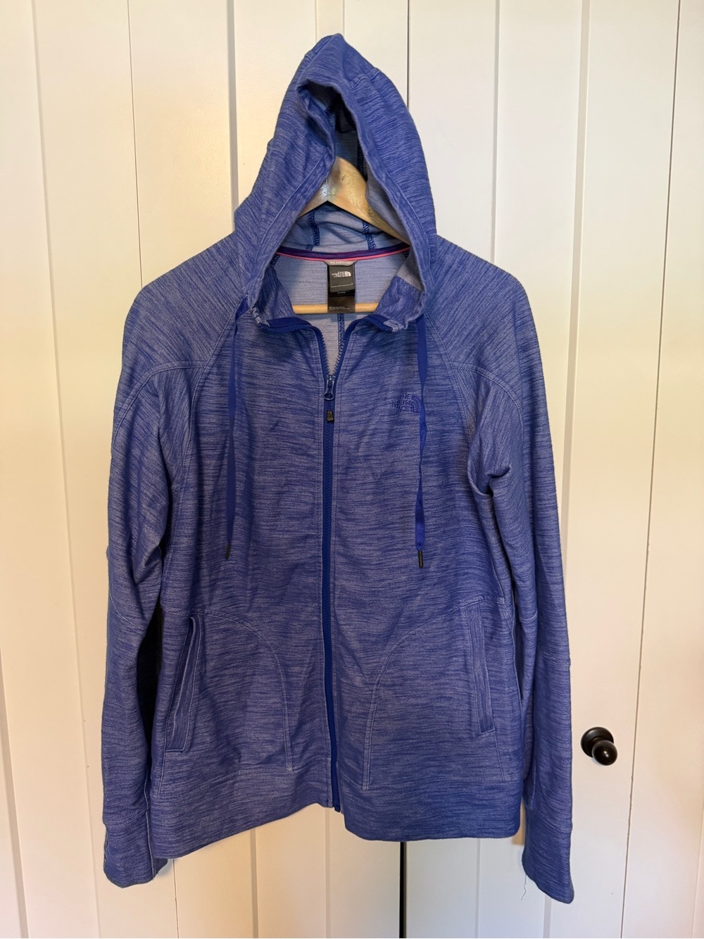 The North Face Blue Heathered Full-Zip Hooded Jacket